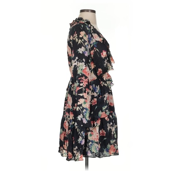 Joie Sz S Joada Floral Dress Caviar Long Sleeved‎ Mini Feminine Coquette Party - Picture 6 of 10